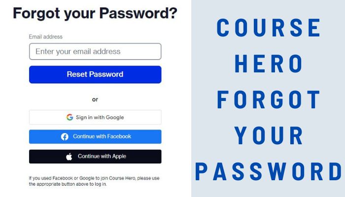 Course Hero Forgot Your Password